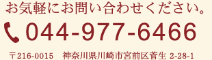 お電話でのお問い合わせTEL:044-977-6466